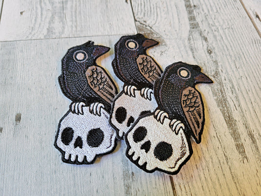 Raven and Skull Iron-on Patch