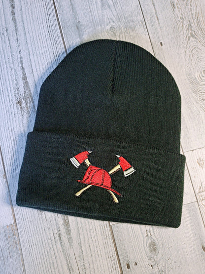 Fire Helmet with Crossed Axes Beanie