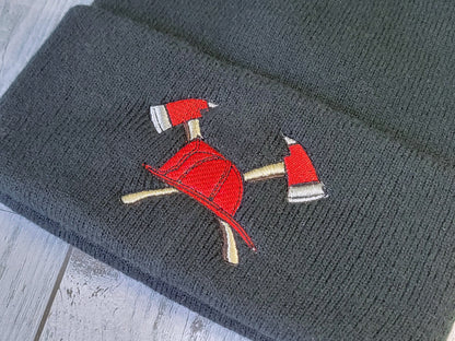 Fire Helmet with Crossed Axes Beanie
