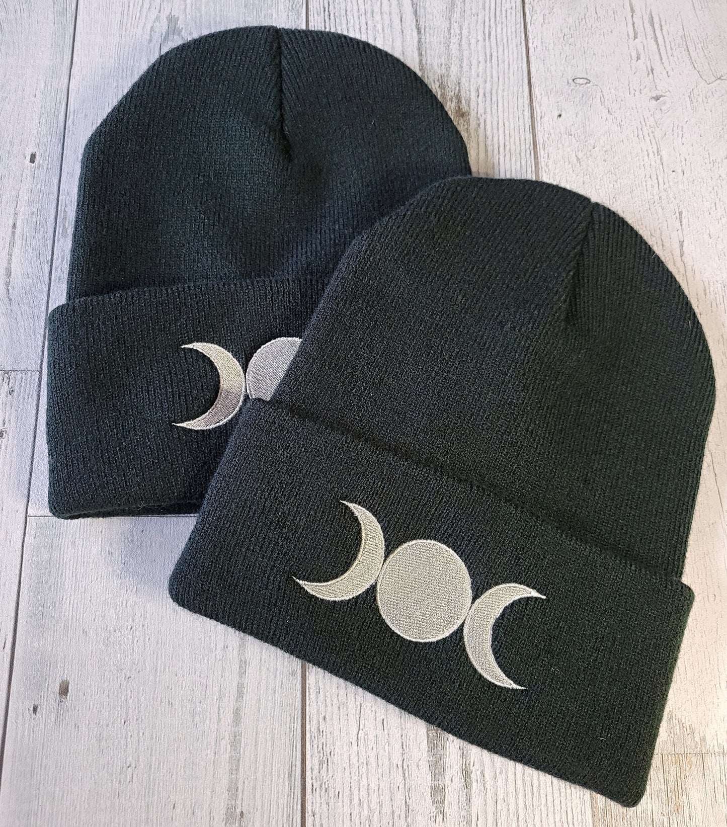 Triple Moon Black Beanie