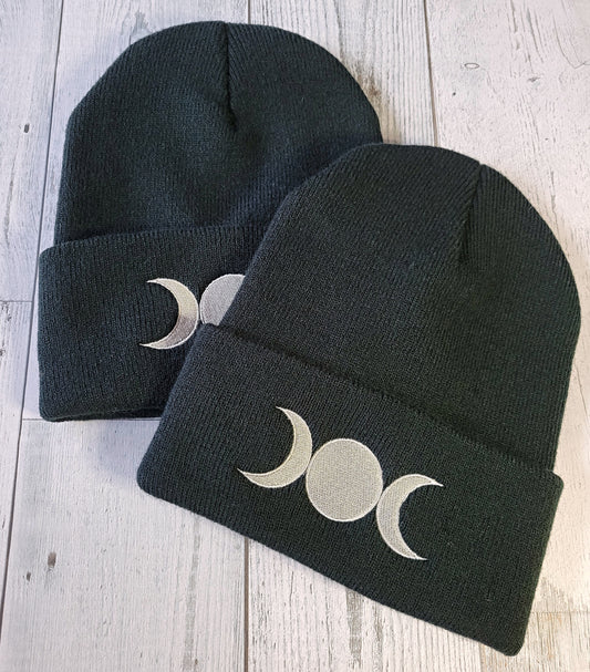 Triple Moon Black Beanie