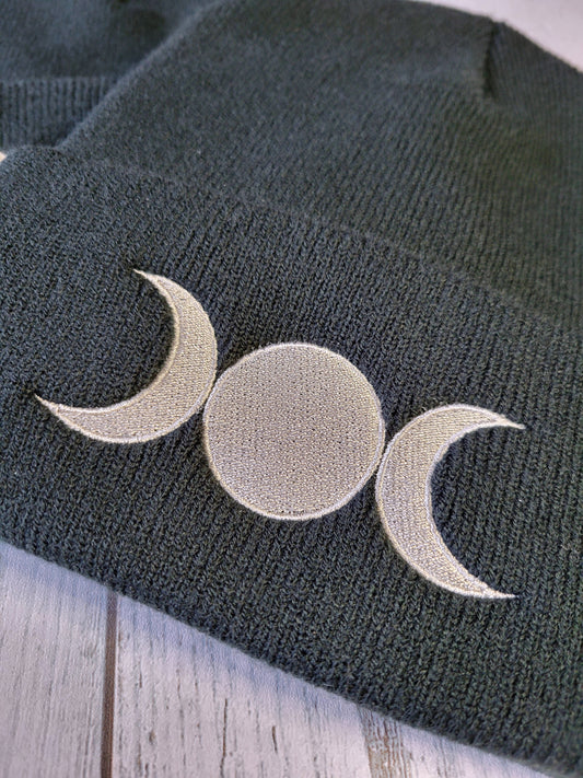 Triple Moon Black Beanie