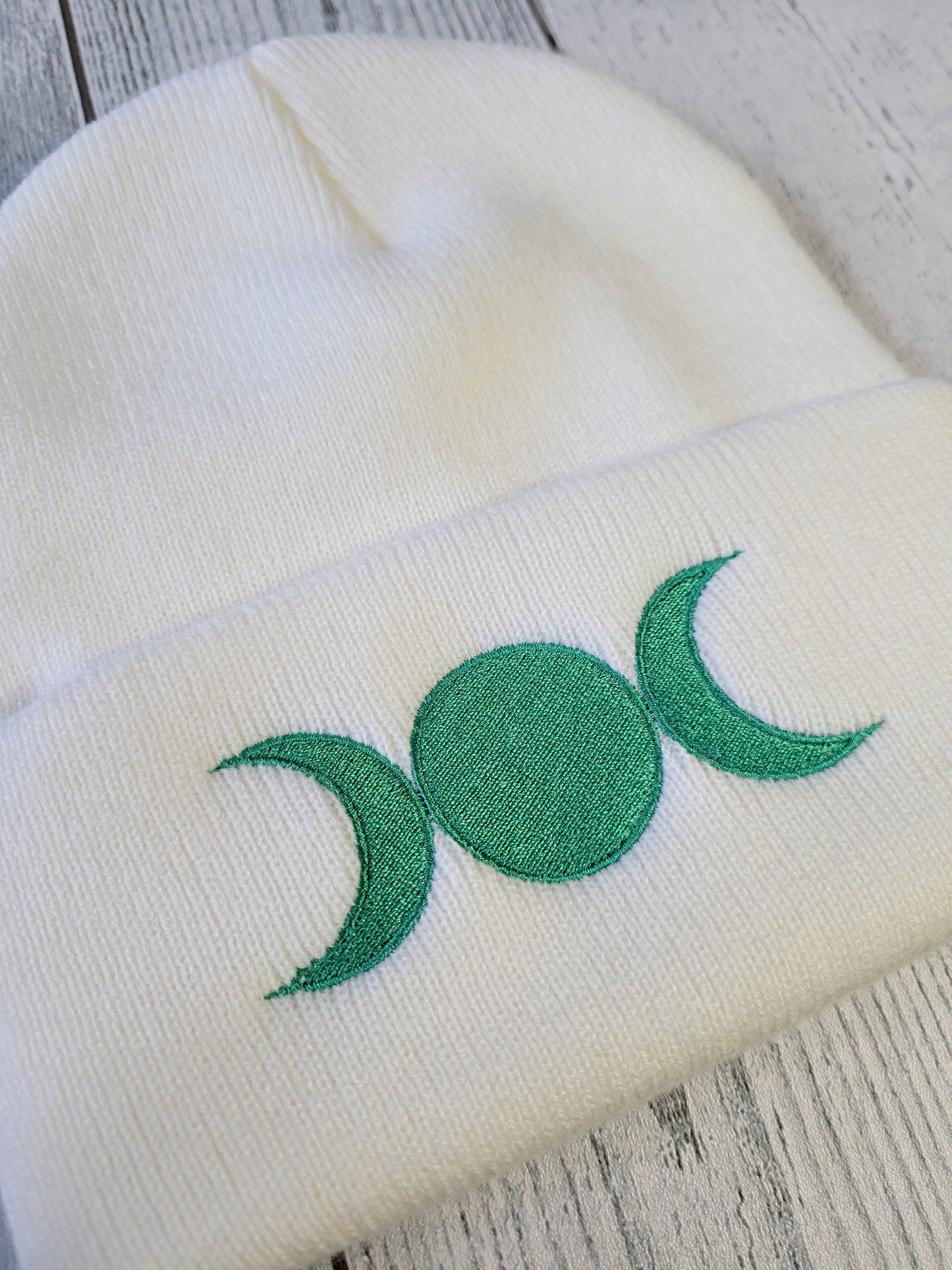 Triple Moon White Beanie