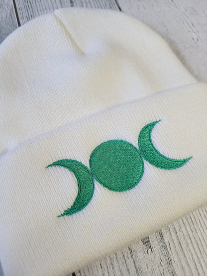 Triple Moon White Beanie