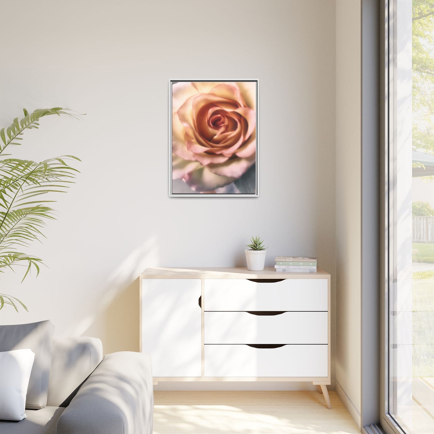 Romance Pink Rose Matte Framed Canvas