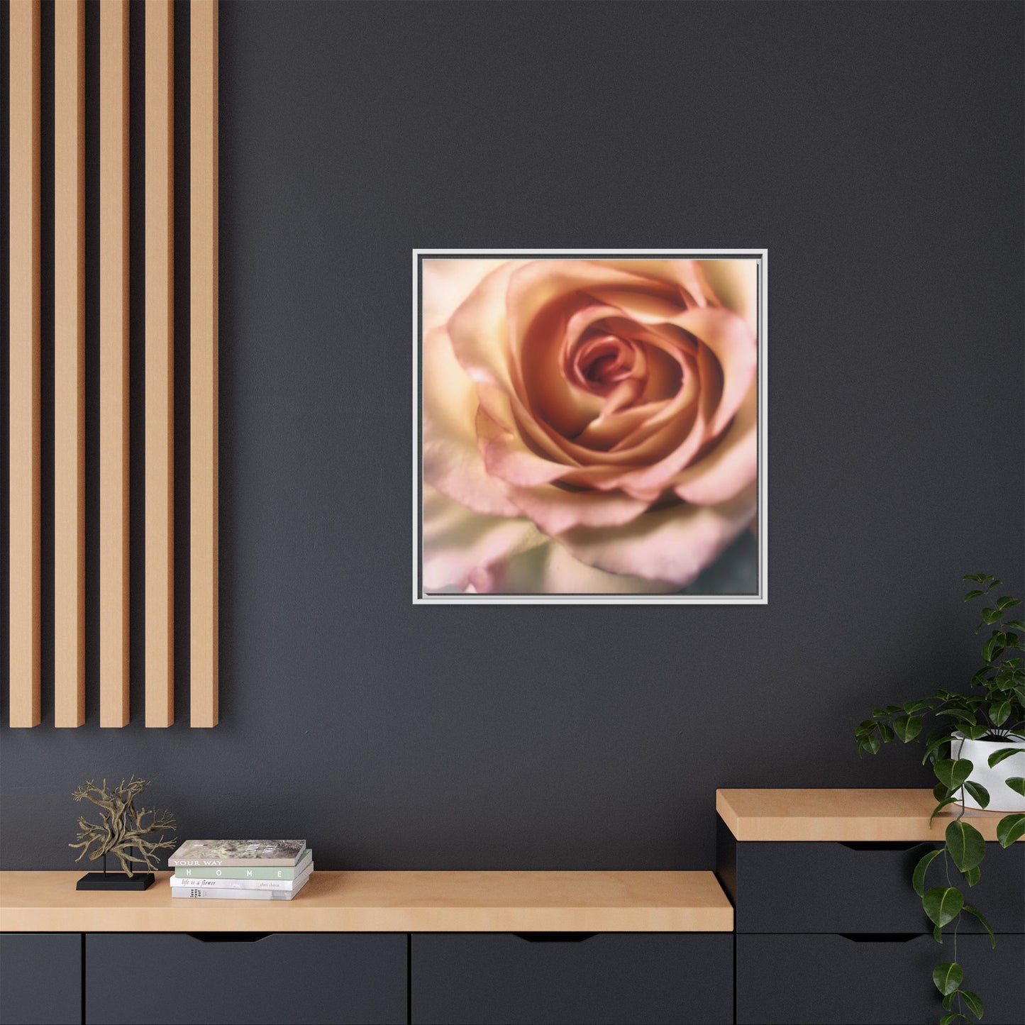 Romance Pink Rose Matte Framed Canvas