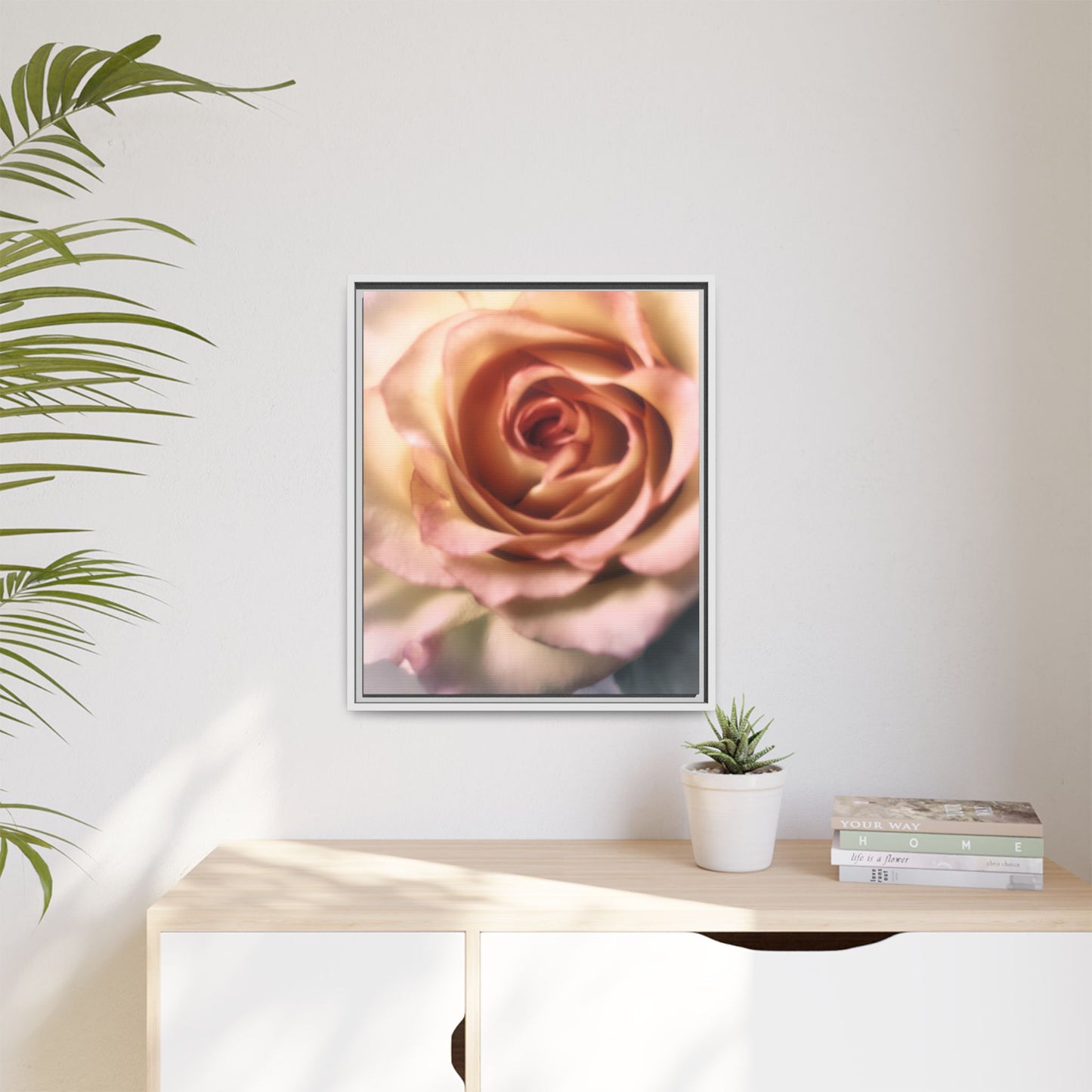 Romance Pink Rose Matte Framed Canvas