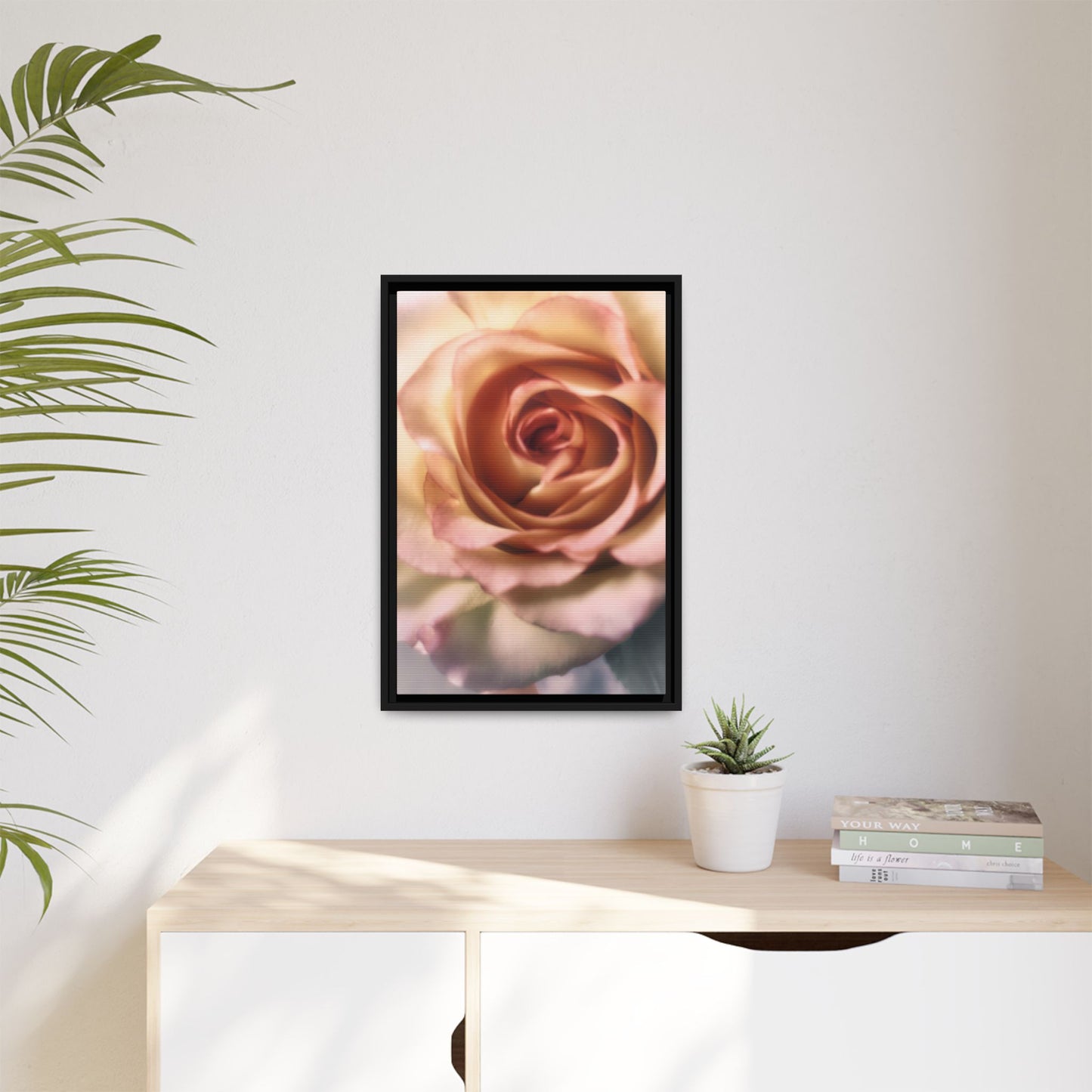 Romance Pink Rose Matte Framed Canvas