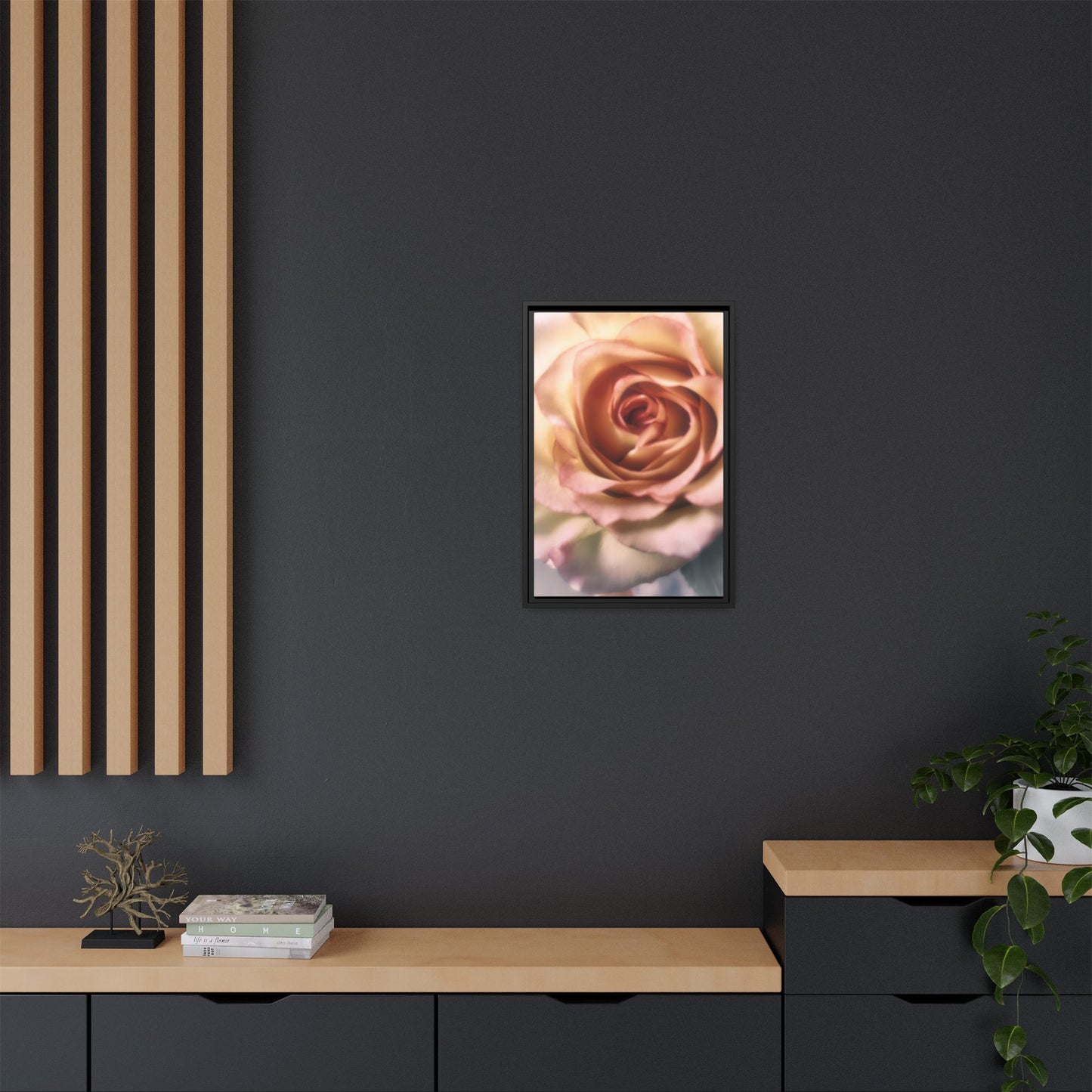 Romance Pink Rose Matte Framed Canvas
