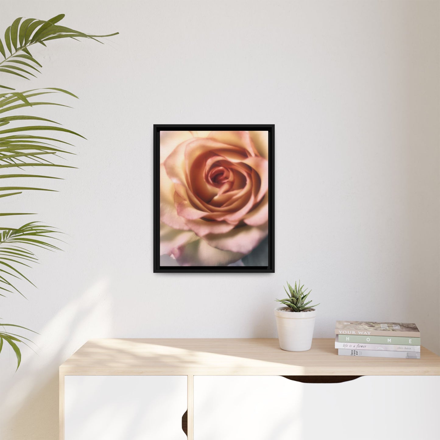 Romance Pink Rose Matte Framed Canvas