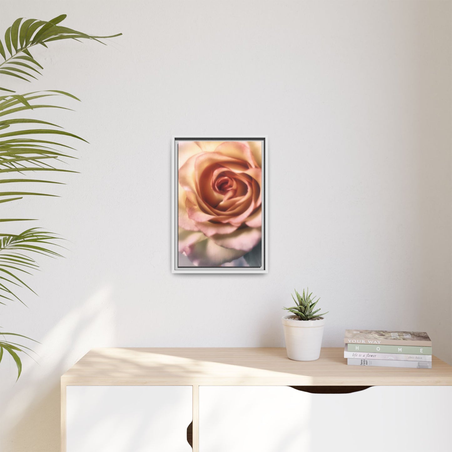 Romance Pink Rose Matte Framed Canvas