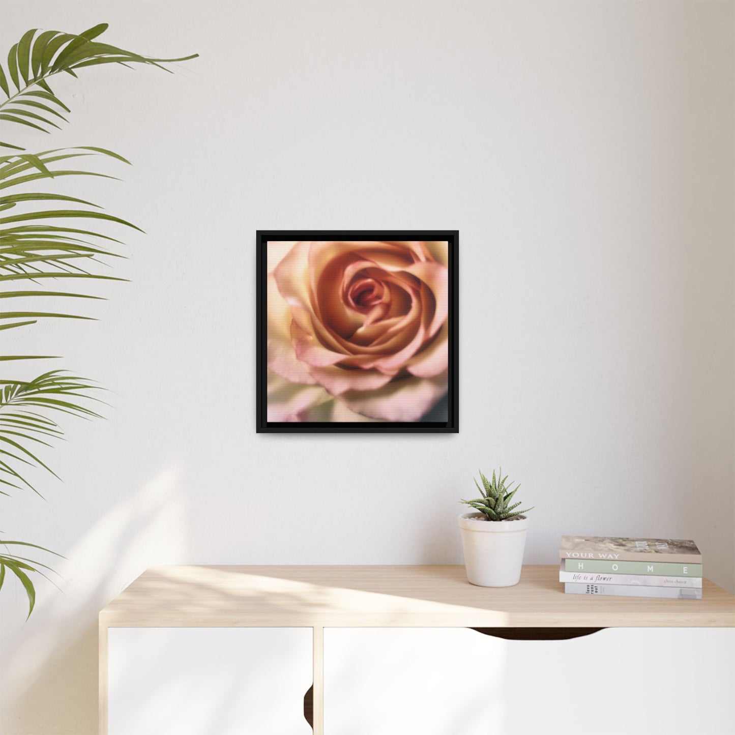 Romance Pink Rose Matte Framed Canvas