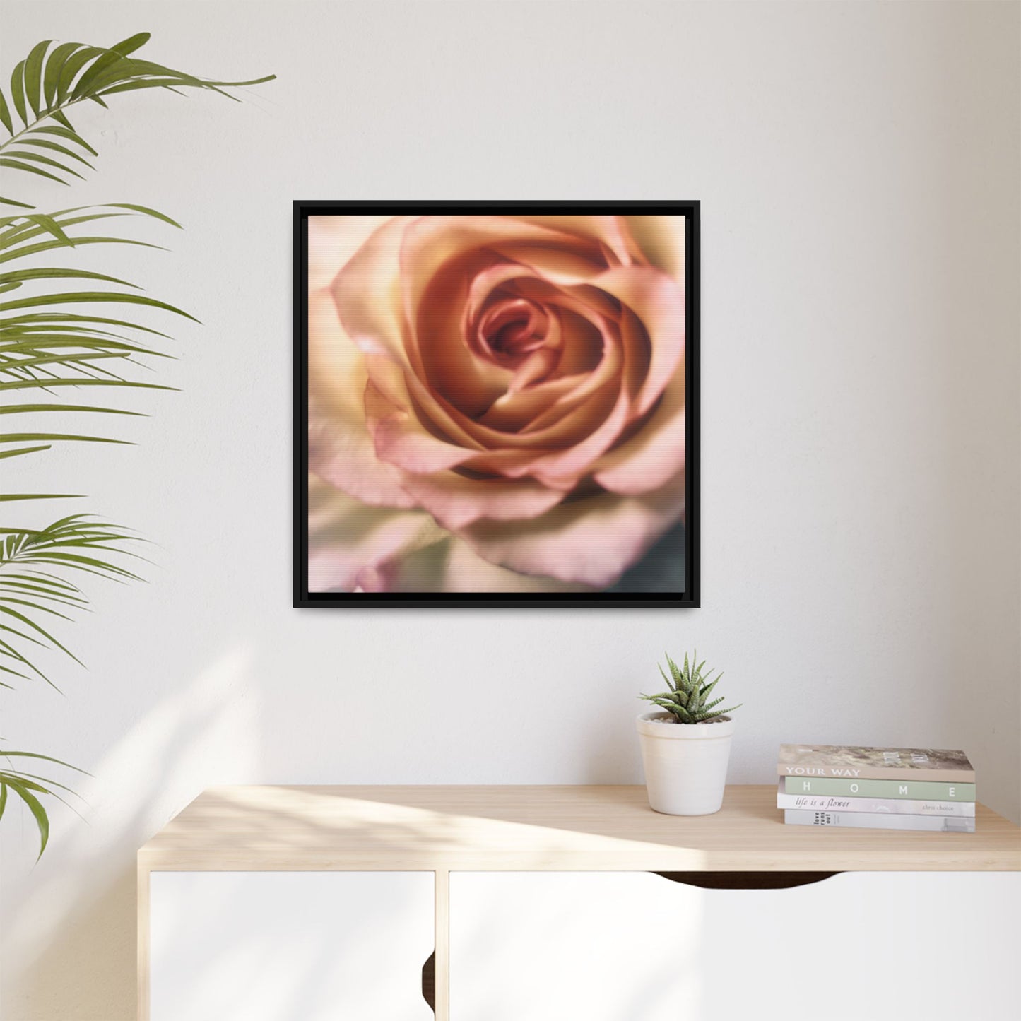 Romance Pink Rose Matte Framed Canvas