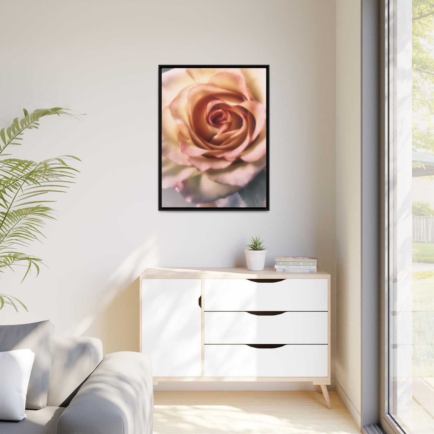 Romance Pink Rose Matte Framed Canvas