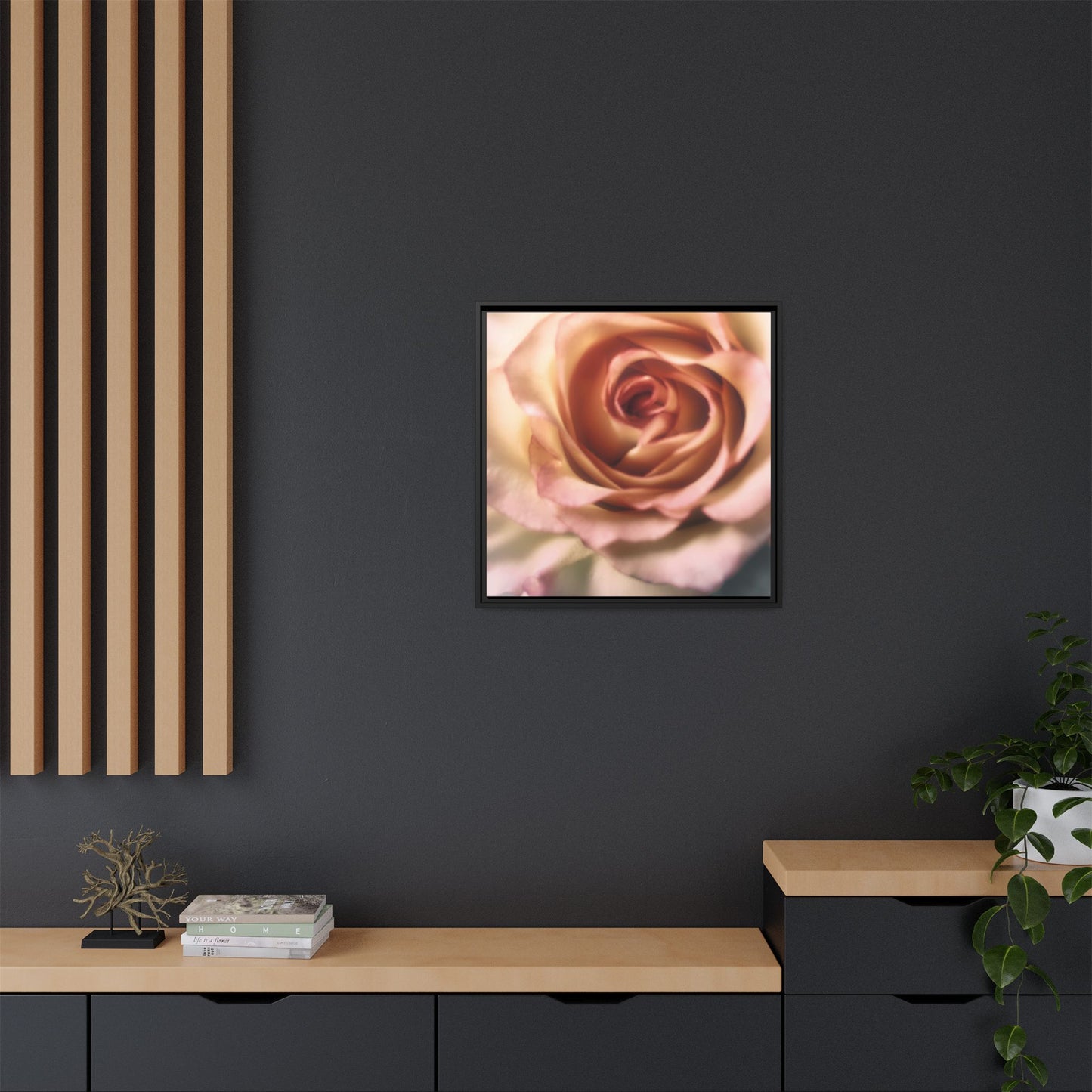 Romance Pink Rose Matte Framed Canvas
