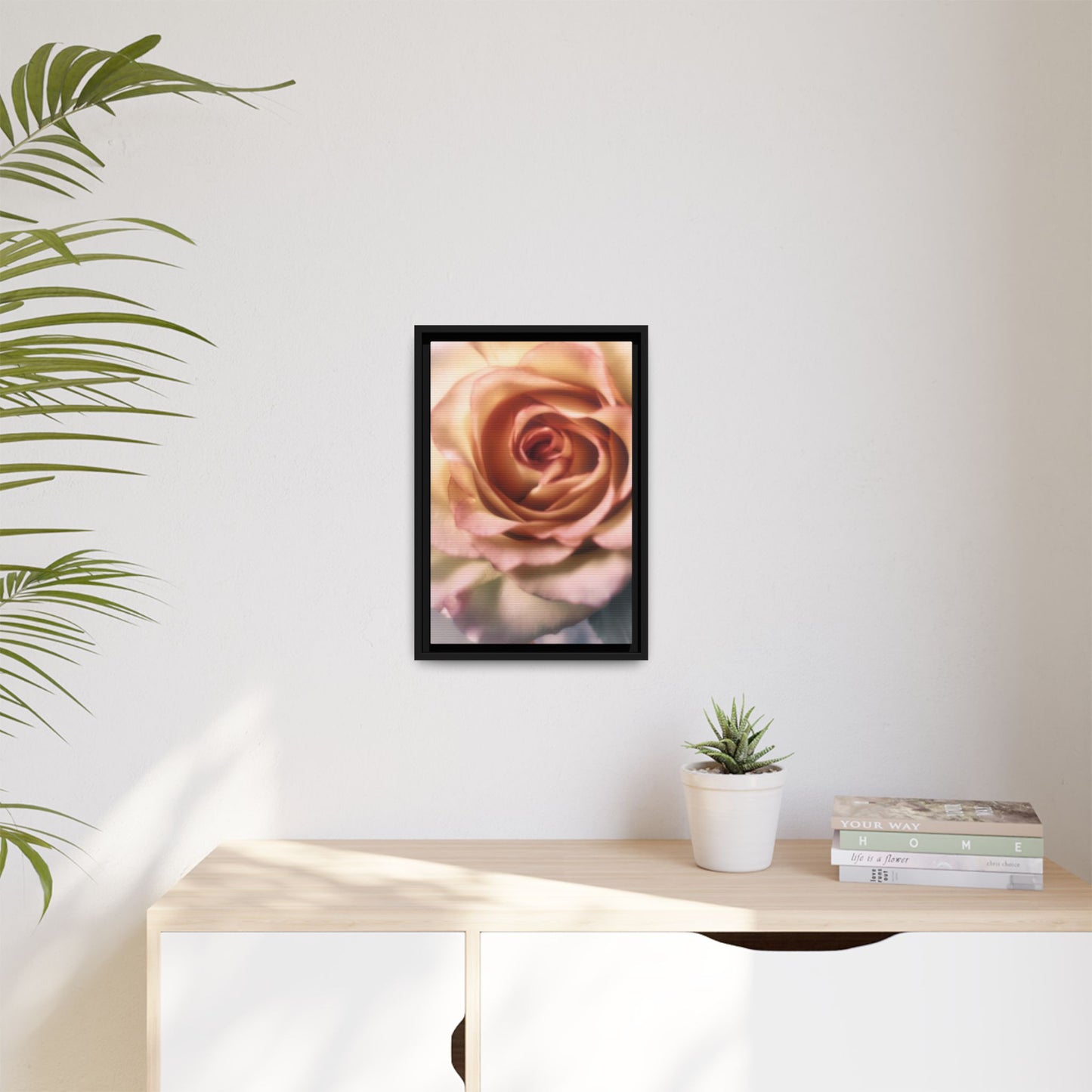 Romance Pink Rose Matte Framed Canvas