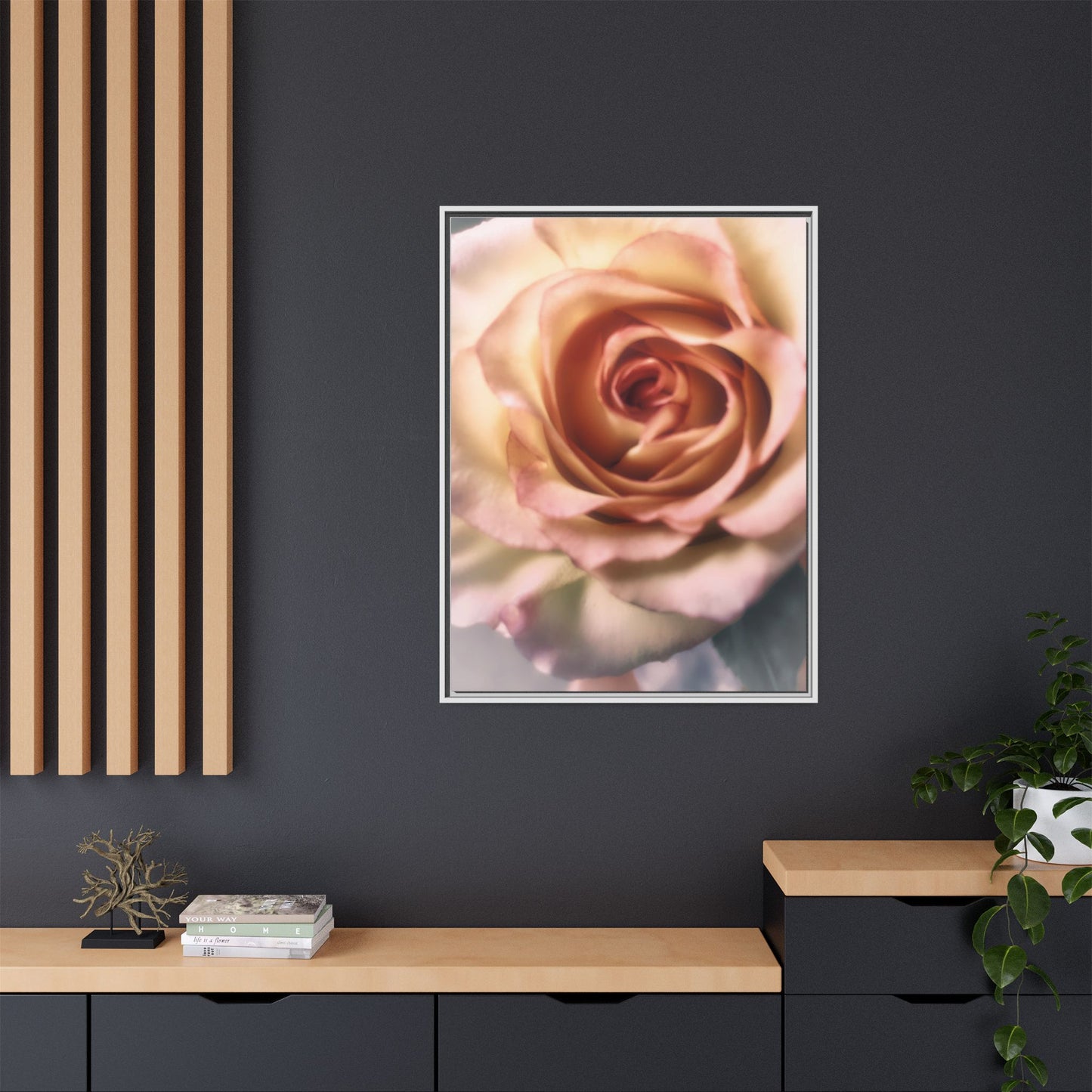 Romance Pink Rose Matte Framed Canvas