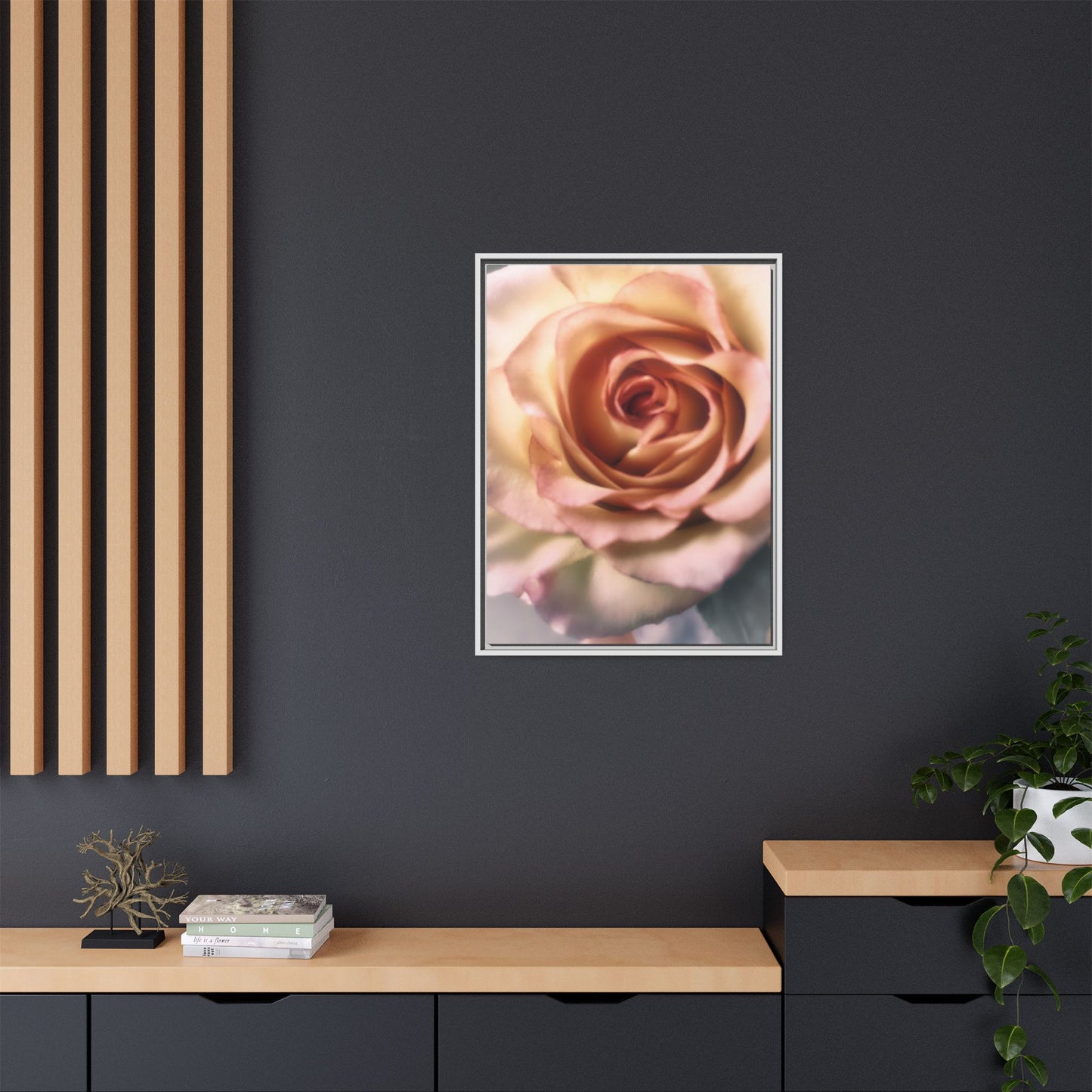 Romance Pink Rose Matte Framed Canvas