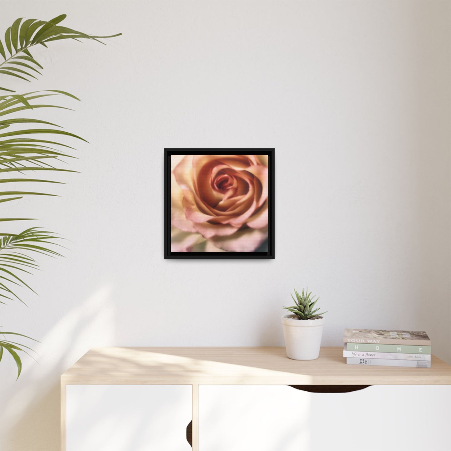 Romance Pink Rose Matte Framed Canvas