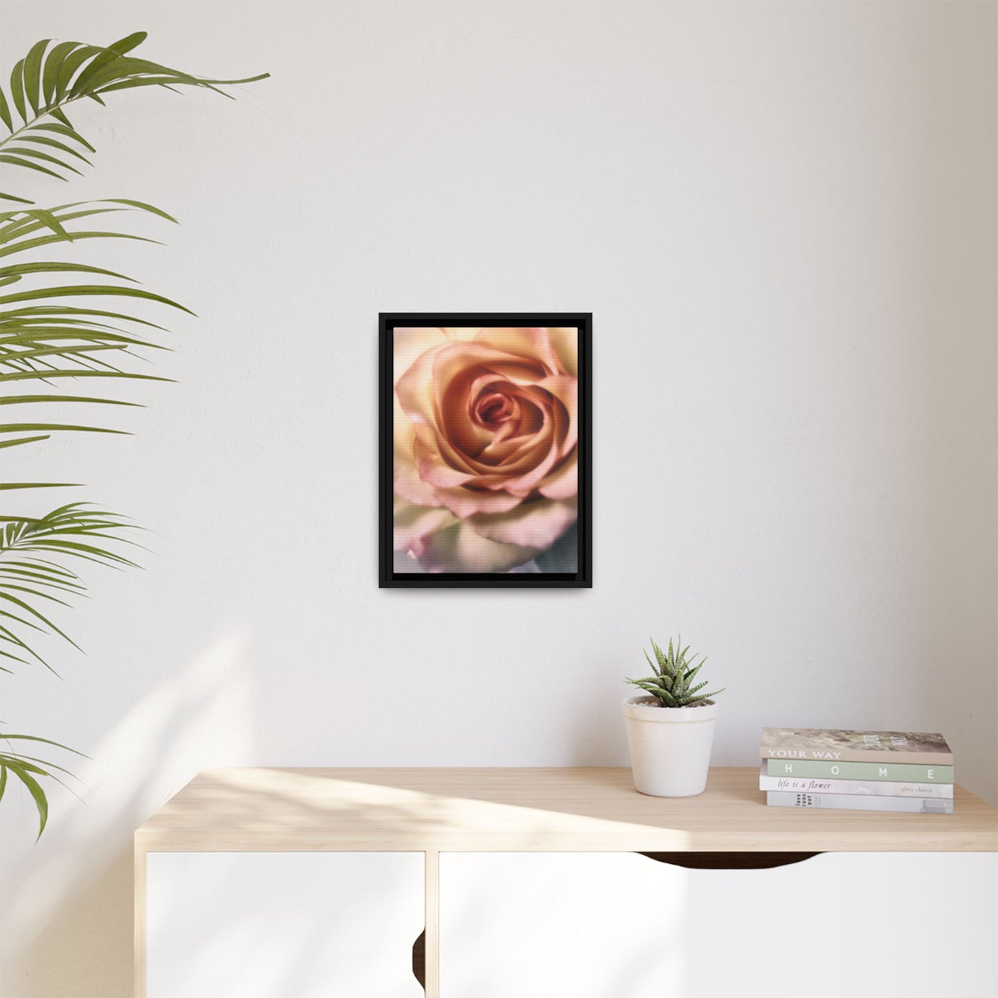 Romance Pink Rose Matte Framed Canvas