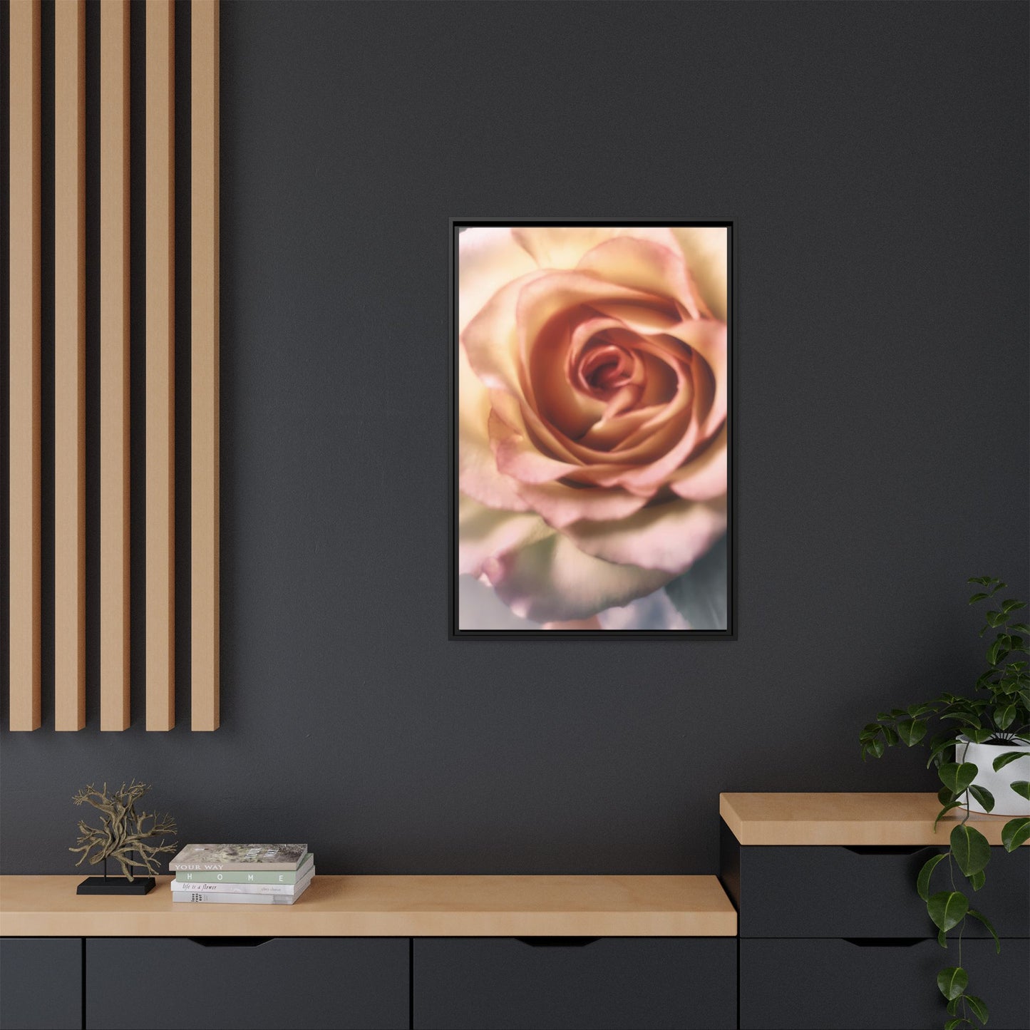Romance Pink Rose Matte Framed Canvas