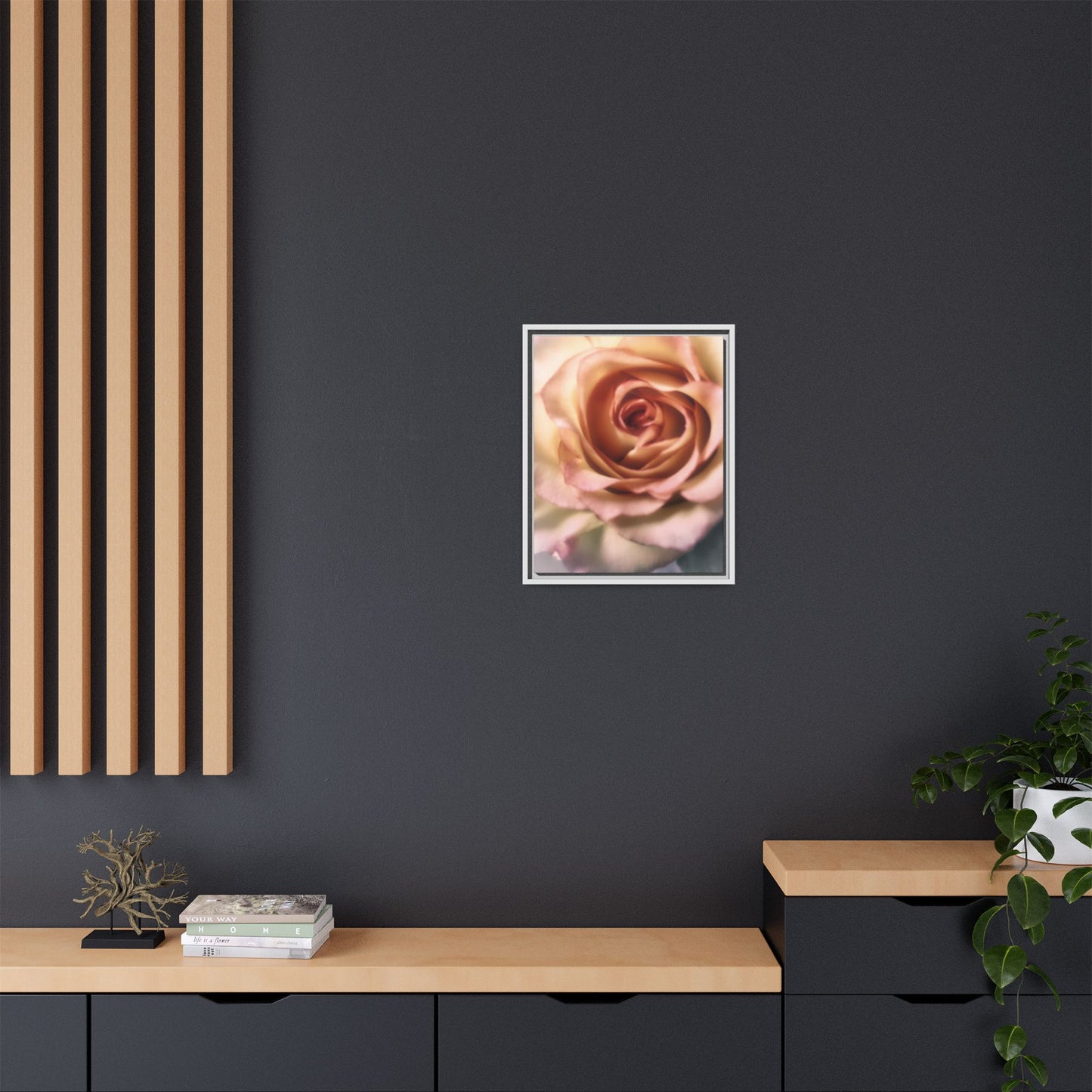Romance Pink Rose Matte Framed Canvas