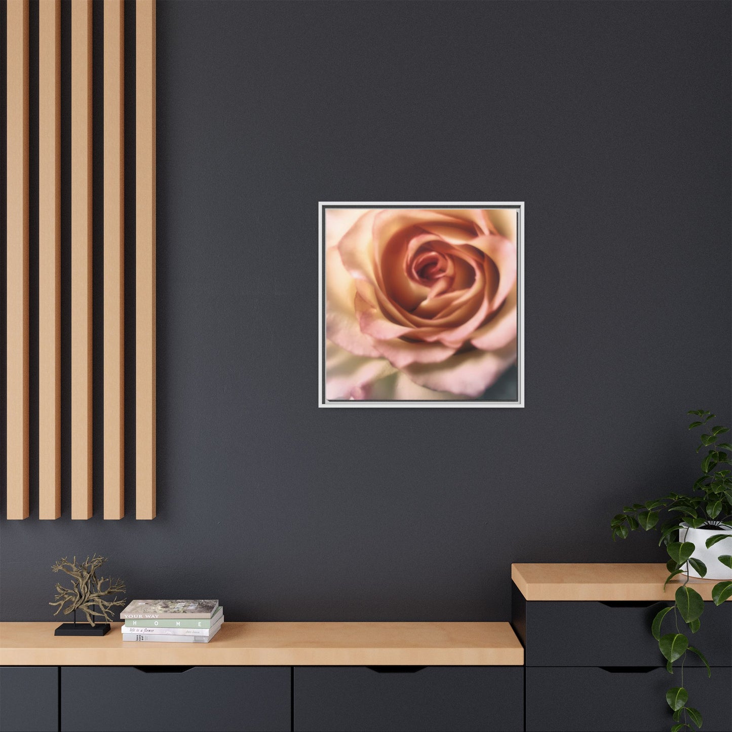 Romance Pink Rose Matte Framed Canvas