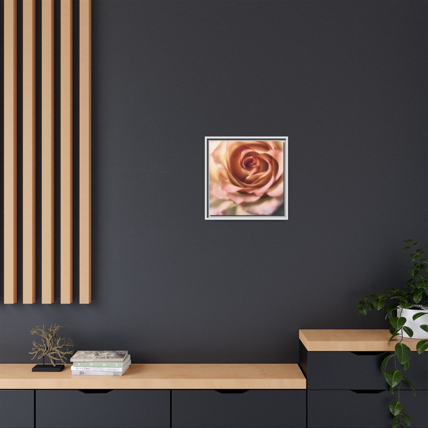 Romance Pink Rose Matte Framed Canvas