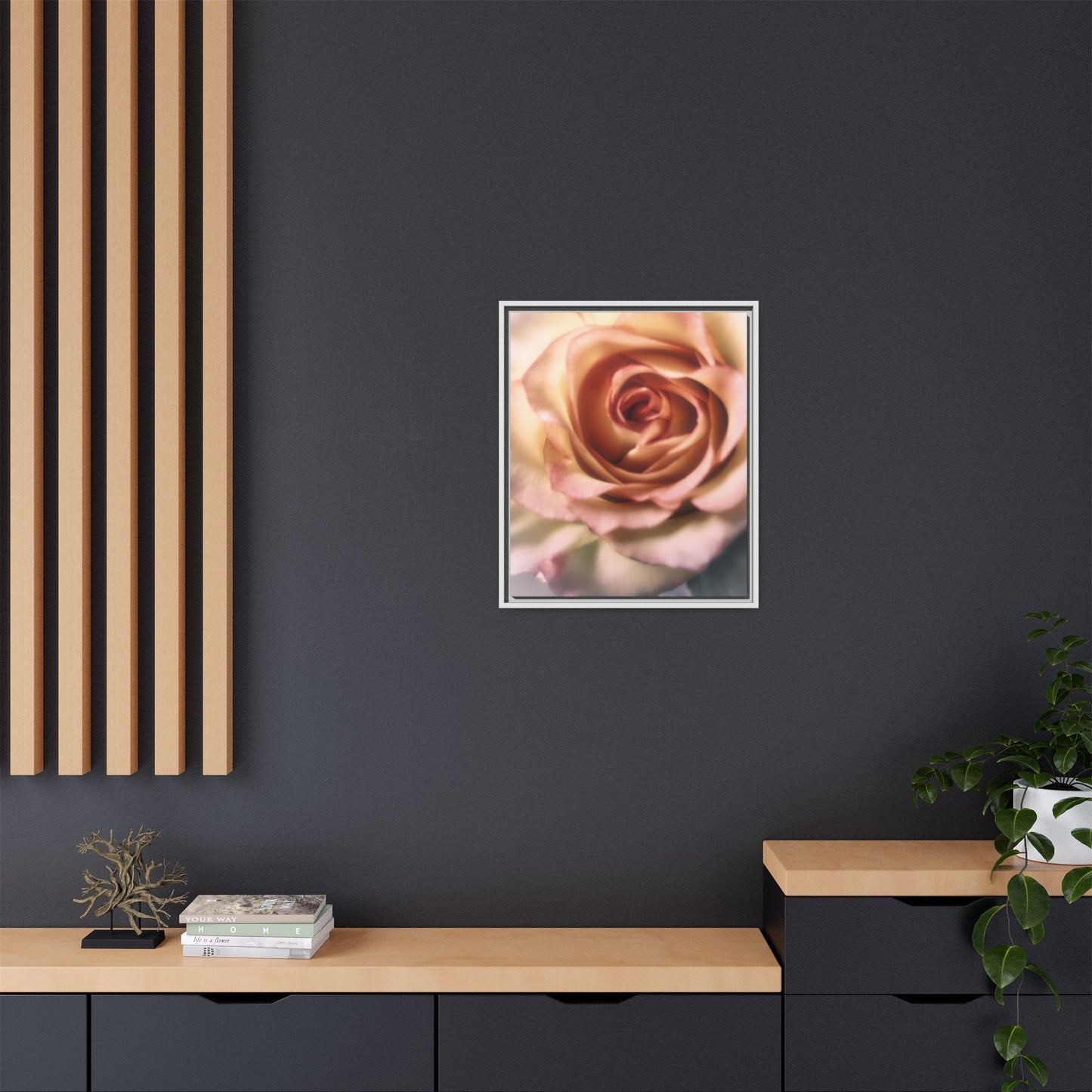 Romance Pink Rose Matte Framed Canvas
