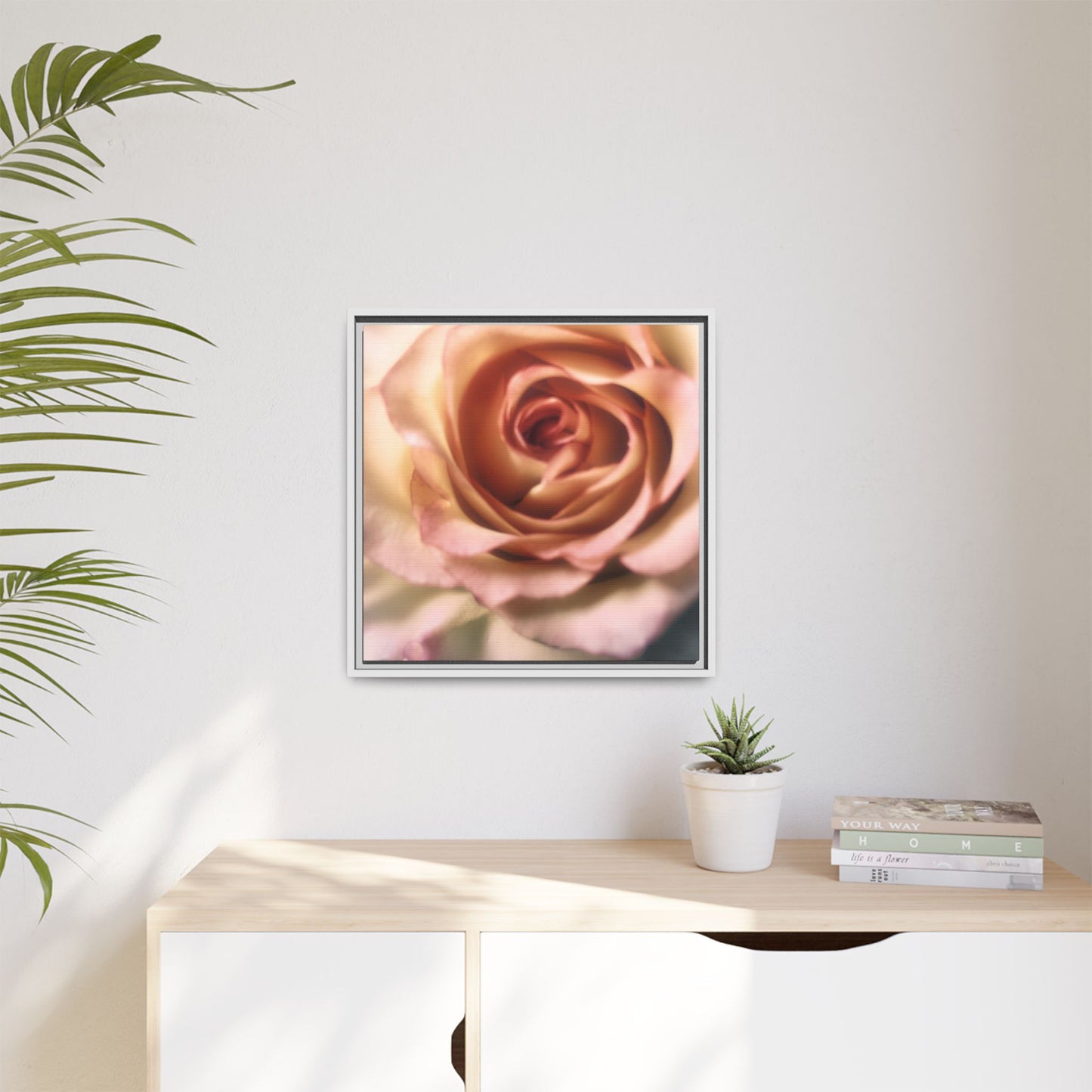 Romance Pink Rose Matte Framed Canvas