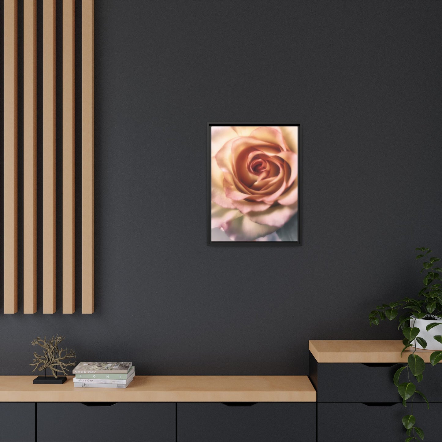 Romance Pink Rose Matte Framed Canvas