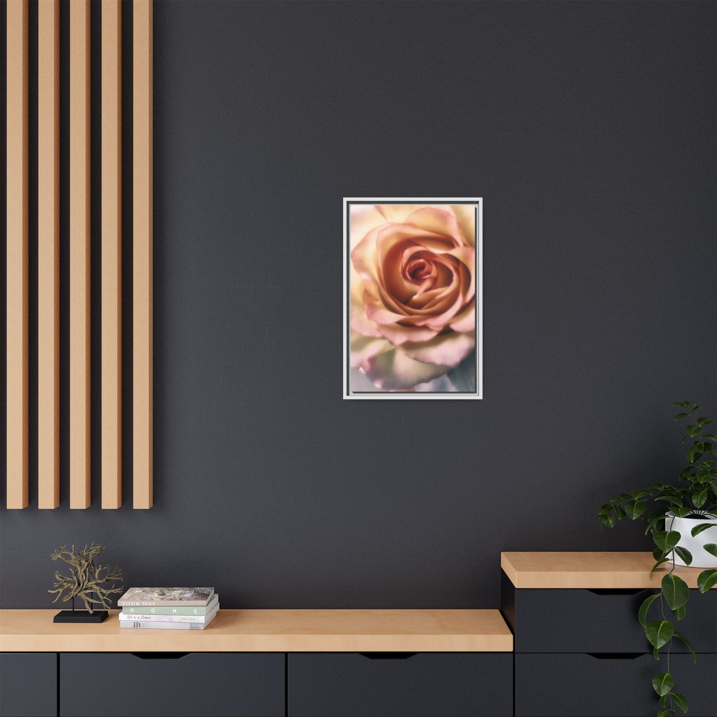 Romance Pink Rose Matte Framed Canvas