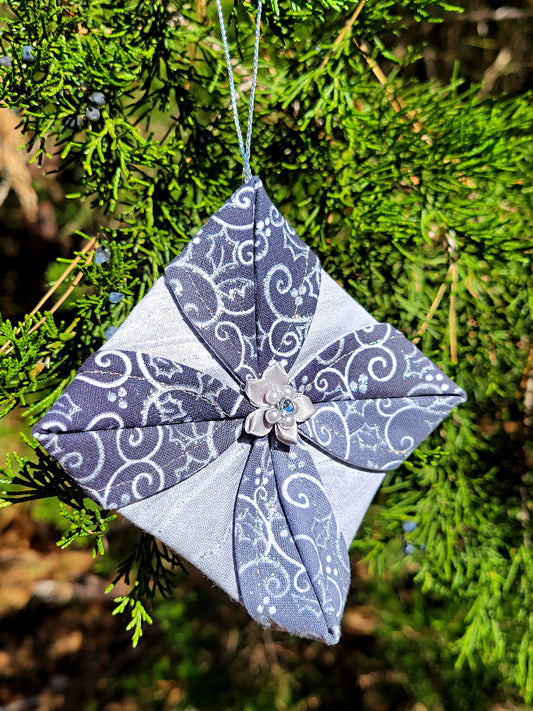 Vine with Ivy Glittered Fabric Ornament