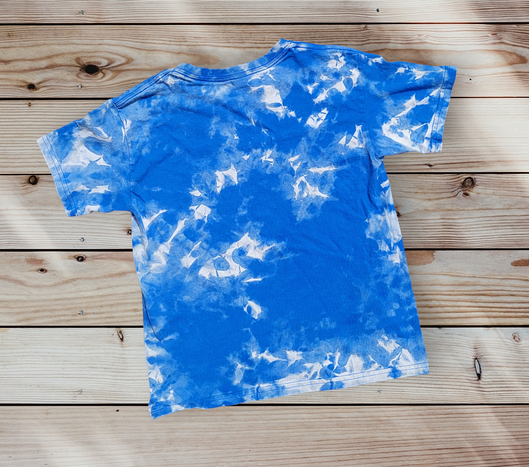 Blue Crumple Design Youth Small Reverse Tie-Dye Shirt