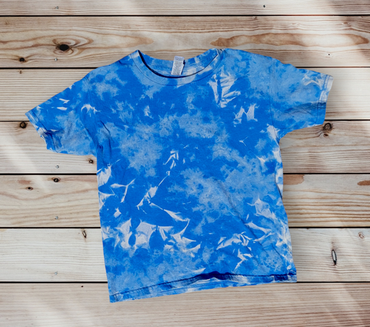 Blue Crumple Design Youth Small Reverse Tie-Dye Shirt