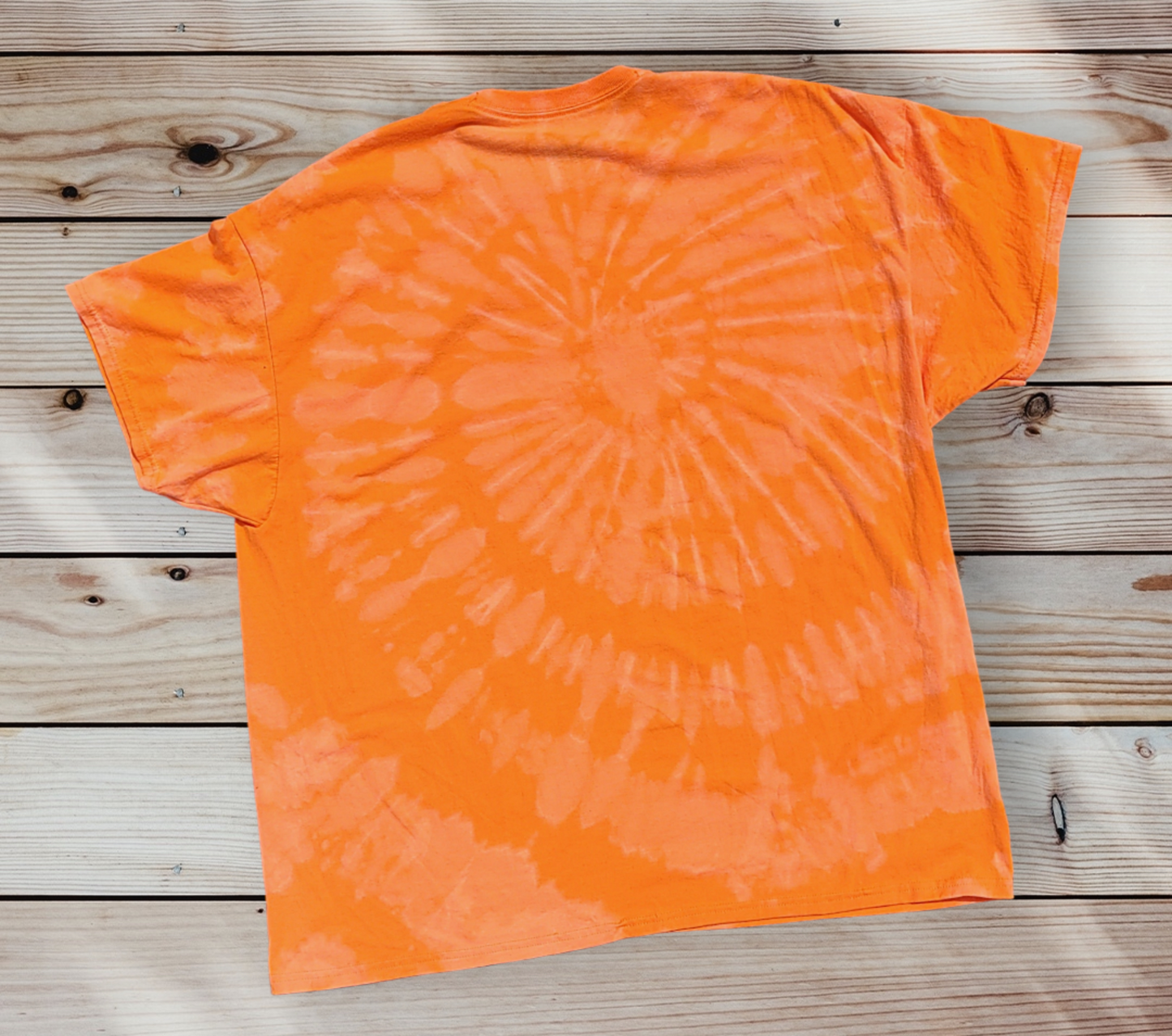 Bright Orange Spiral Design Reverse Tie-Dye Men's 2XL Shirt