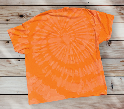 Camisa para hombre talla 2XL con diseño en espiral naranja brillante y teñido anudado inverso