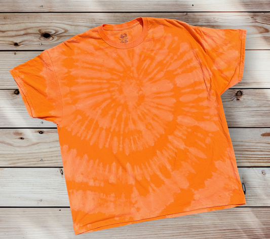 Bright Orange Spiral Design Reverse Tie-Dye Men's 2XL Shirt