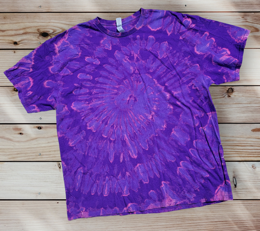 Camiseta con diseño de espiral morado y teñido anudado inverso para hombre, talla 2XL