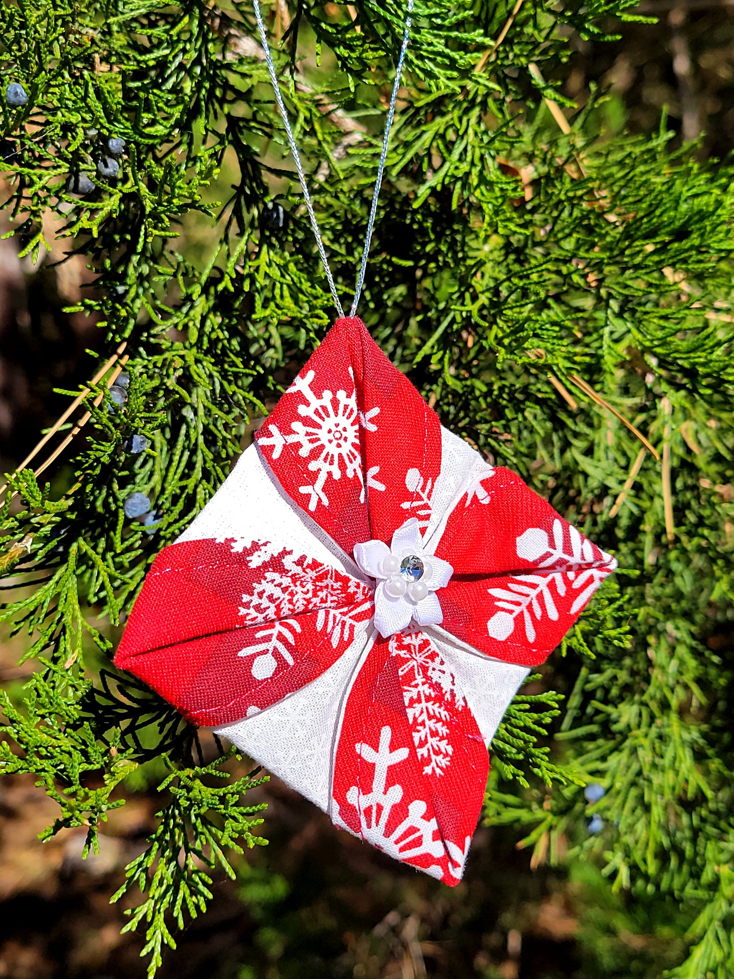 Red Snowflake Fabric Ornament