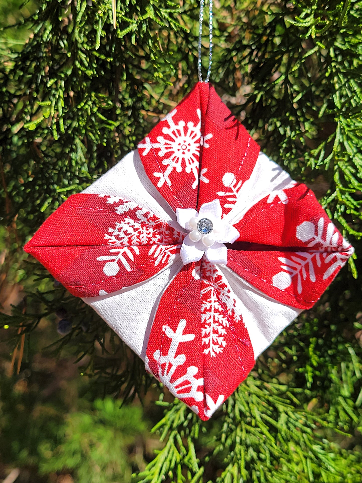 Red Snowflake Fabric Ornament