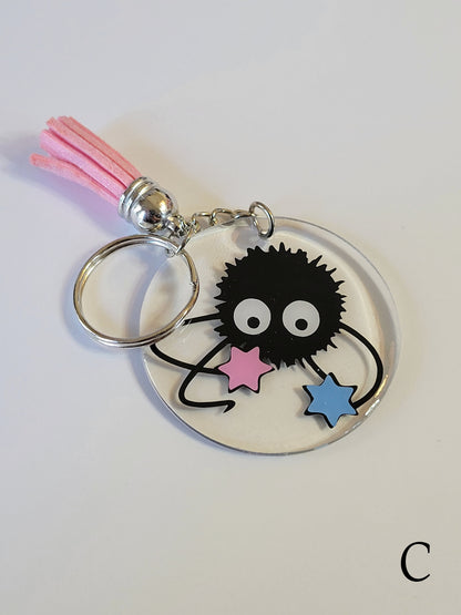 Llaveros acrílicos de Sprite de hollín