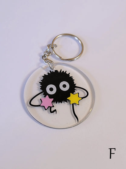 Llaveros acrílicos de Sprite de hollín