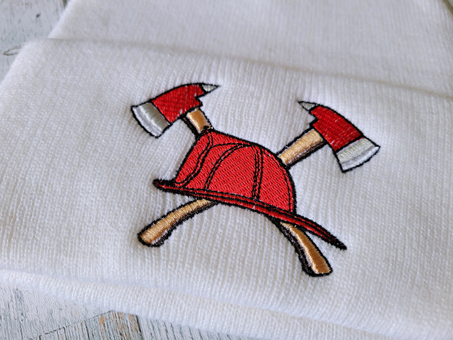 Fire Helmet with Crossed Axes Beanie