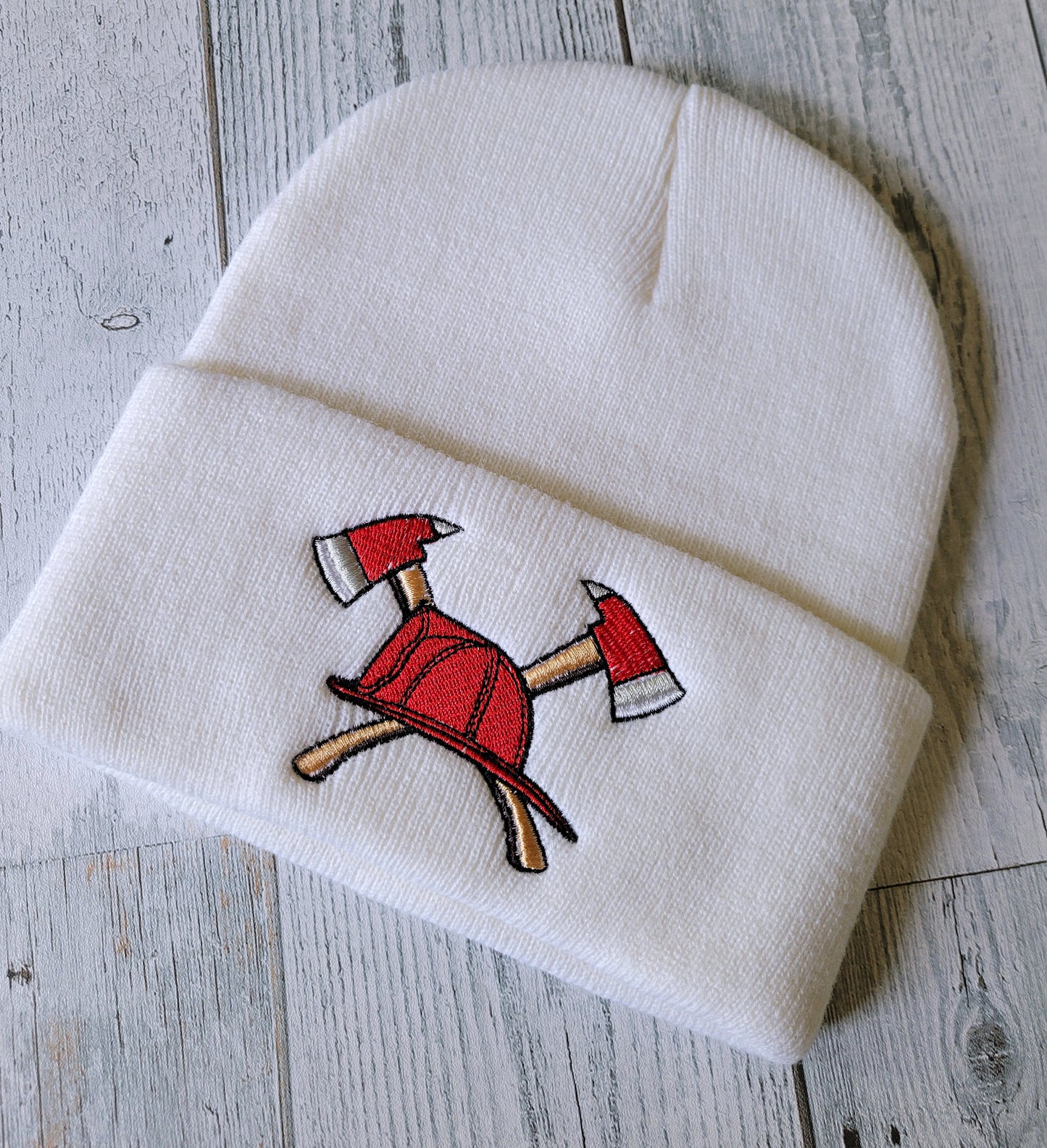 Fire Helmet with Crossed Axes Beanie
