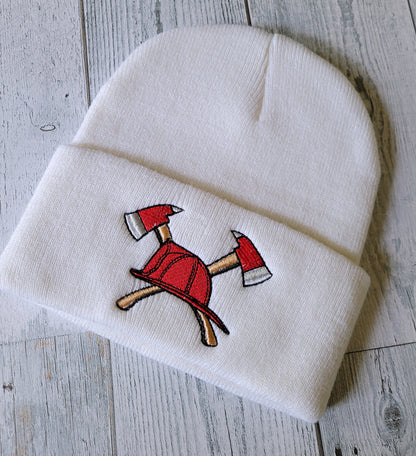 Fire Helmet with Crossed Axes Beanie