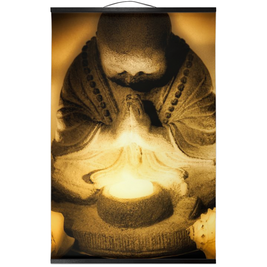 Golden Hour Praying Monk Hanging Canvas Prints