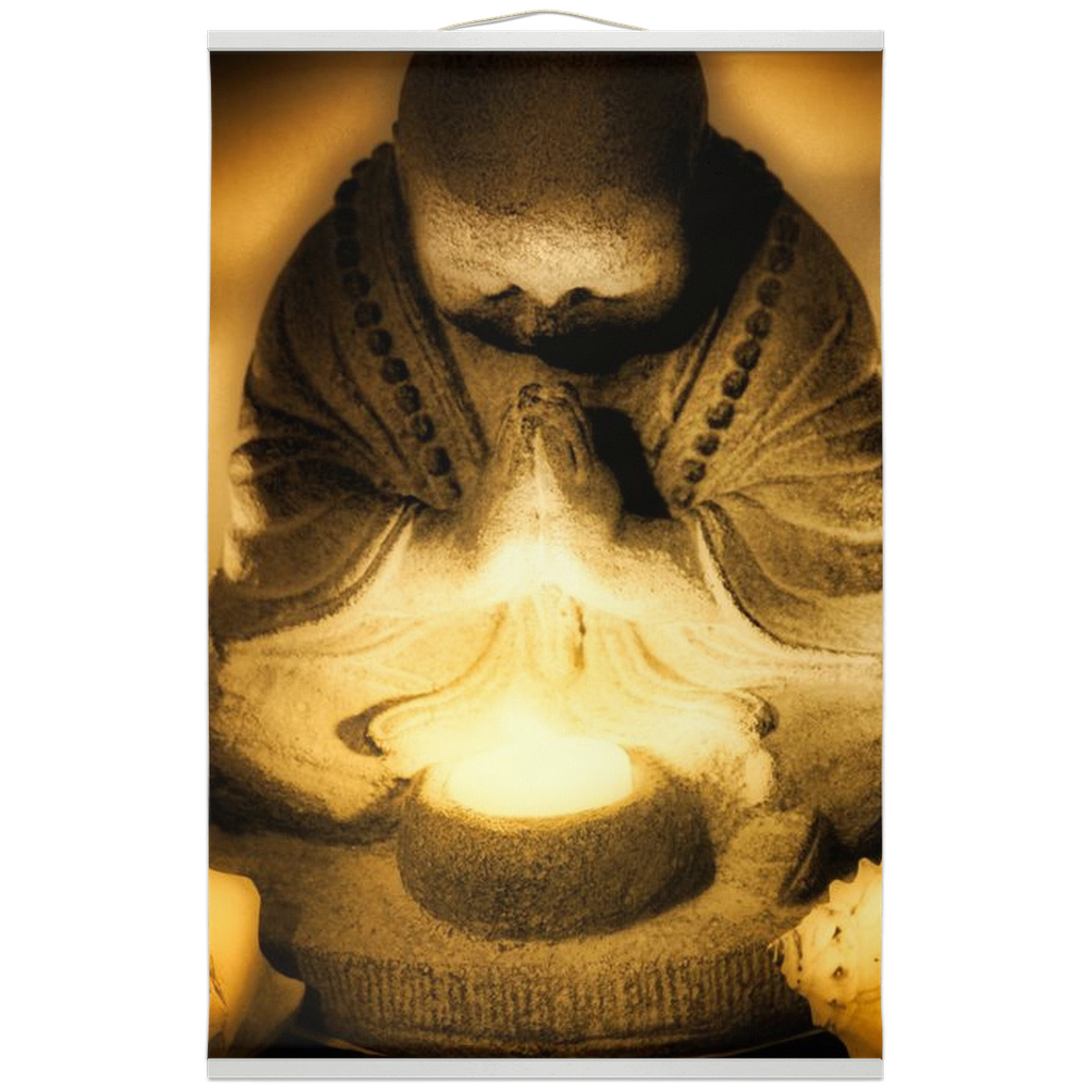 Golden Hour Praying Monk Hanging Canvas Prints