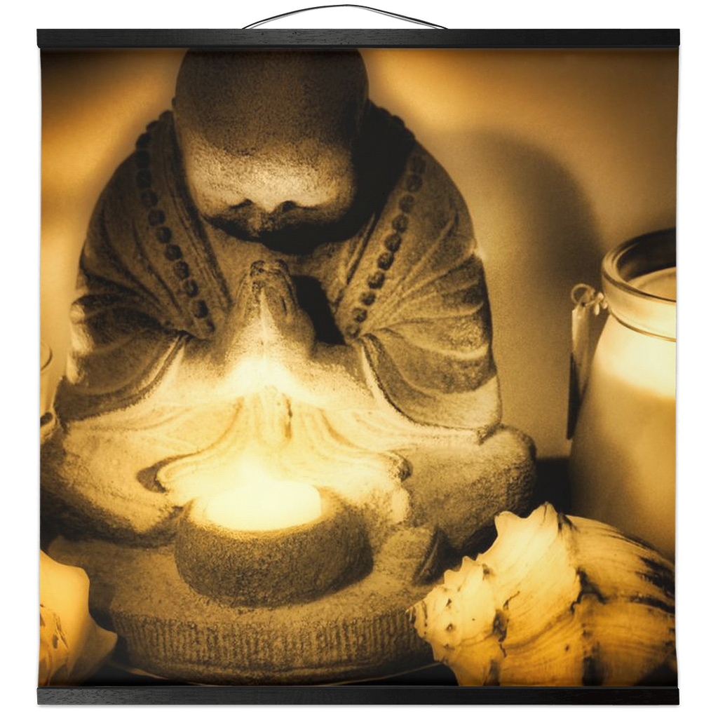 Golden Hour Praying Monk Hanging Canvas Prints