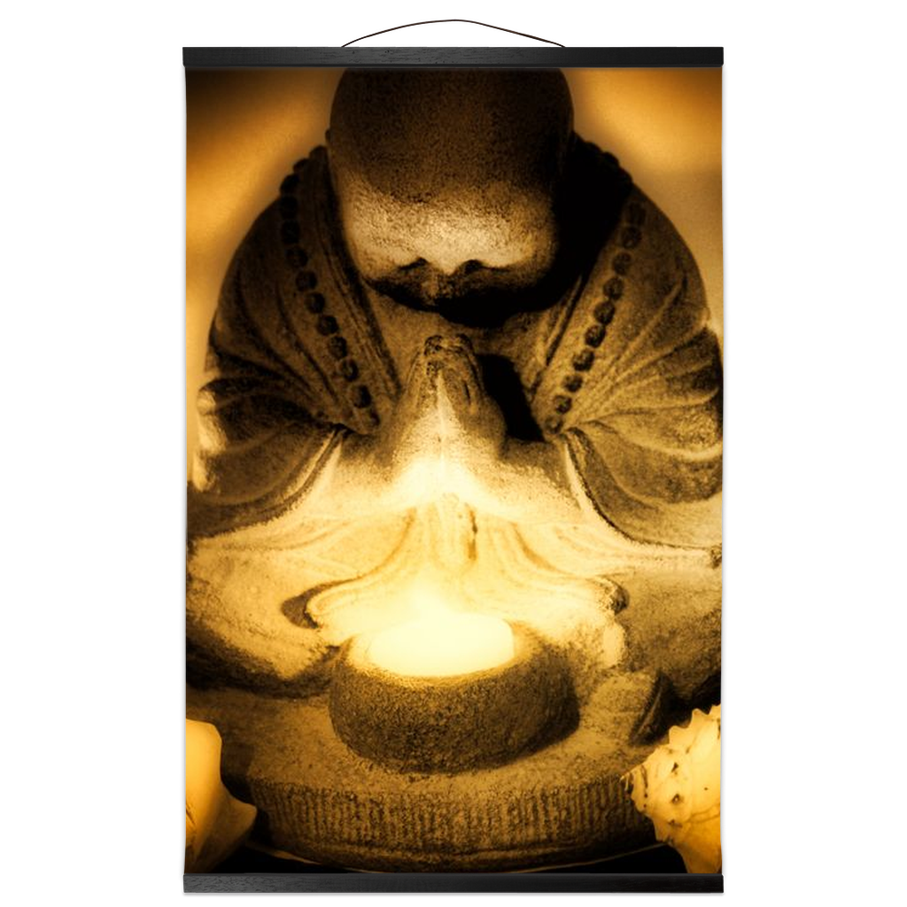 Golden Hour Praying Monk Hanging Canvas Prints